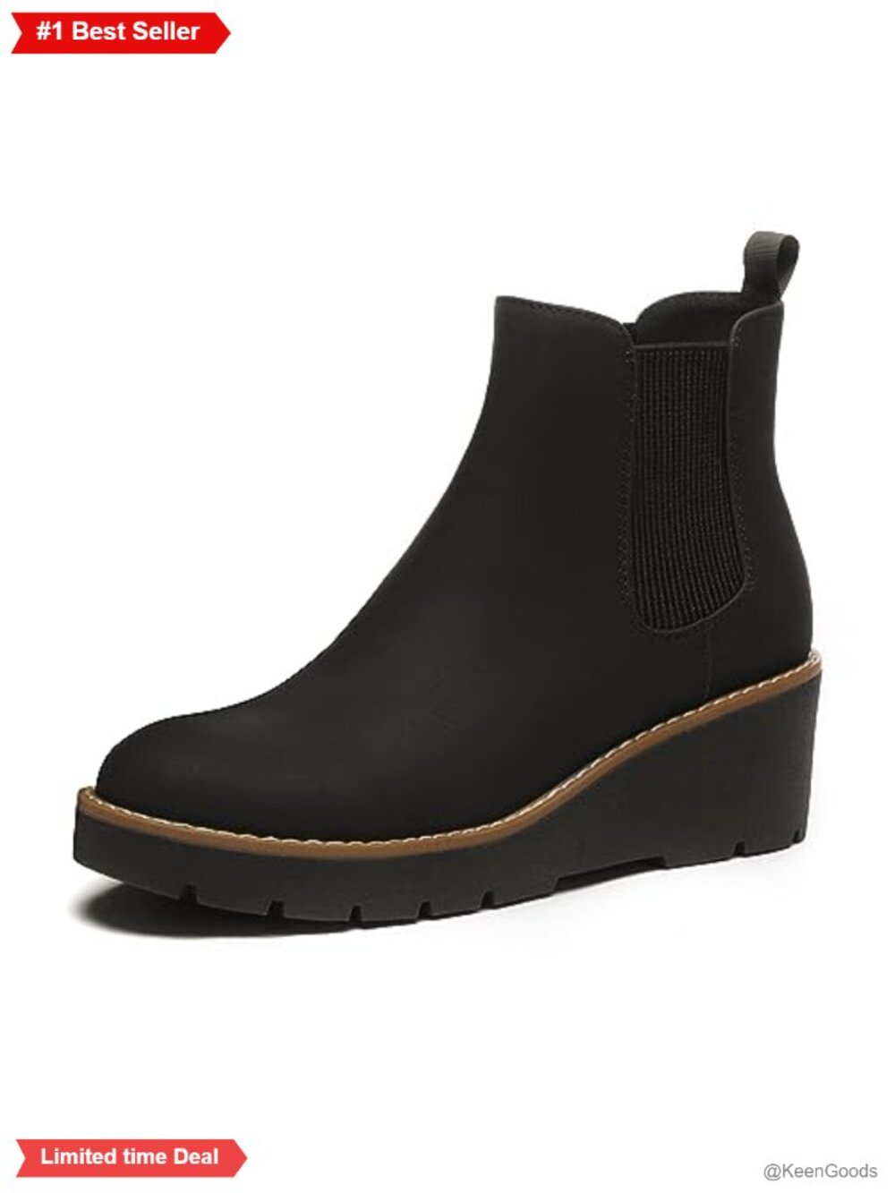 Platform Wedge Chelsea Ankle Boots Nubuck Leather Slip-On